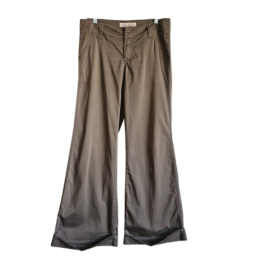 American Rag Cie Wide Leg Pants Womens Size 32 Army Green Cotton Blend Boho Chic